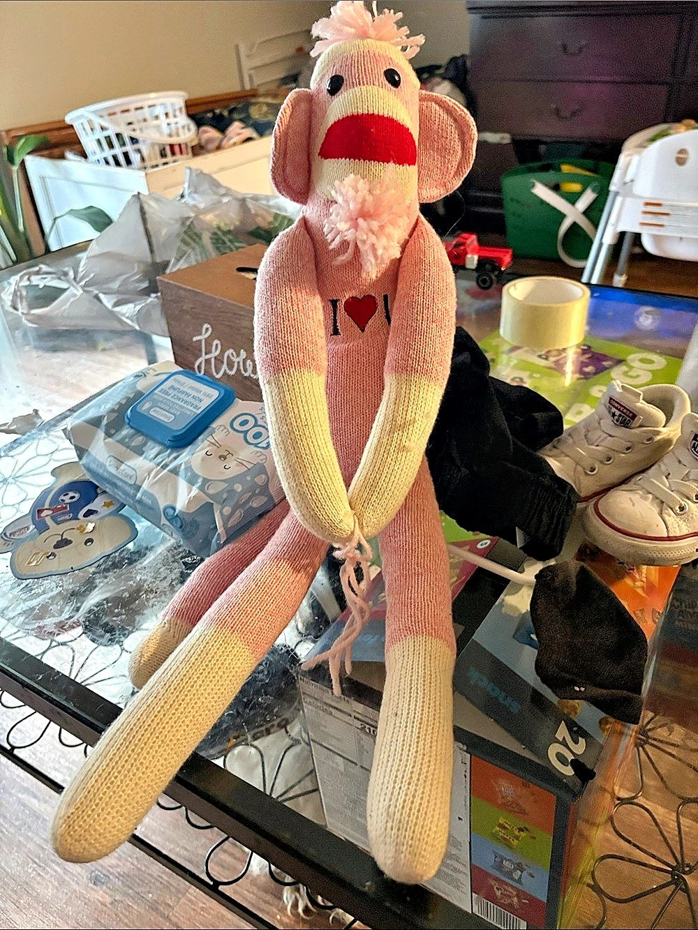 Ozark Mountain Kids I Love You Pink Sock Monkey Plush